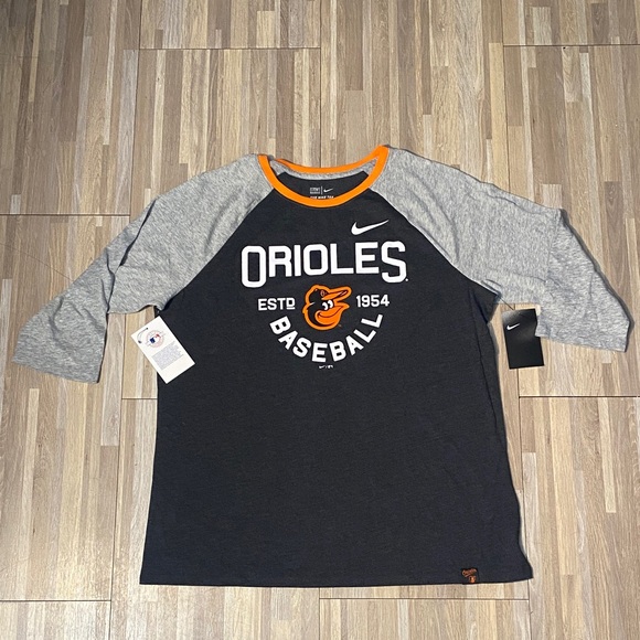Nike Orioles Baseball Shirt in Black and Gray with Orange Trim - Picture 1 of 5